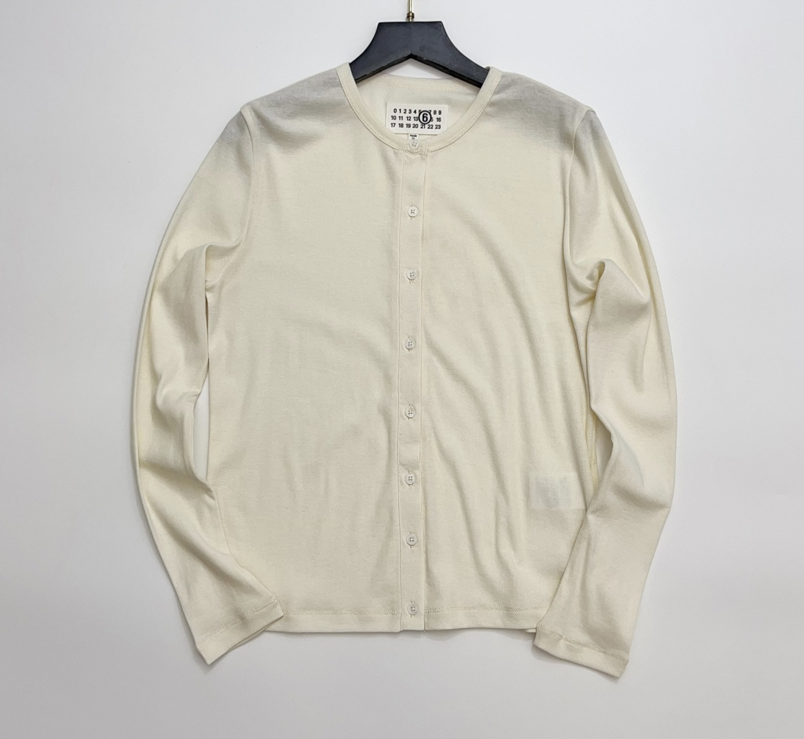 MM6 Maison Margiela Solid Color Round Neck Button Long Sleeve Cardigan