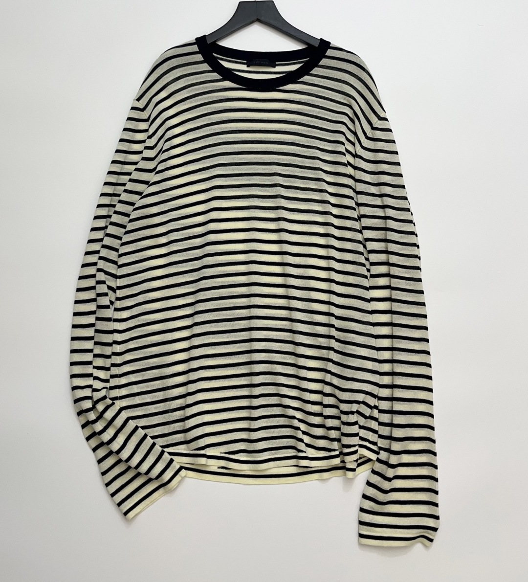 The Row Striped Simple Linen Blend Long Sleeve Pullover T-Shirt