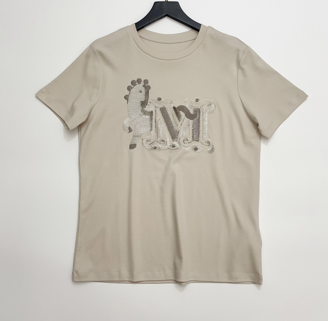 Max Mara Grey Label Sequin Embellished Short Sleeve T-Shirt Top