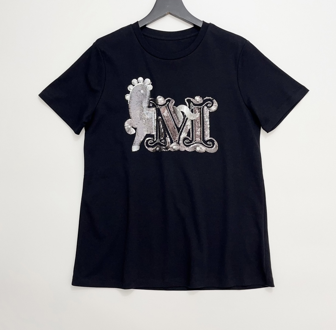 Max Mara Grey Label Sequin Embellished Short Sleeve T-Shirt Top