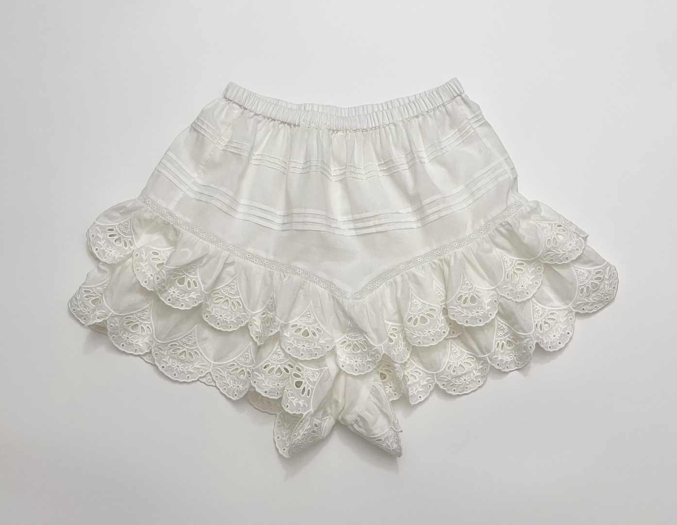 Isabel Marant White Label Lace Tiered Skirt Shorts