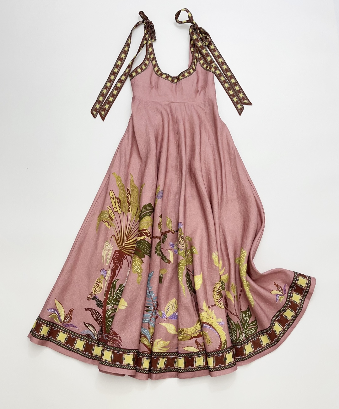 Alémais Resort Print Elegant Tie-Waist Long Dress