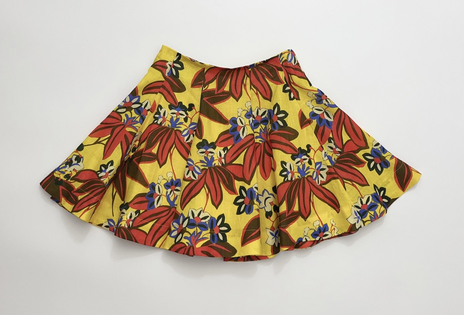Alémais LEO Yellow Print Pleated Skirt