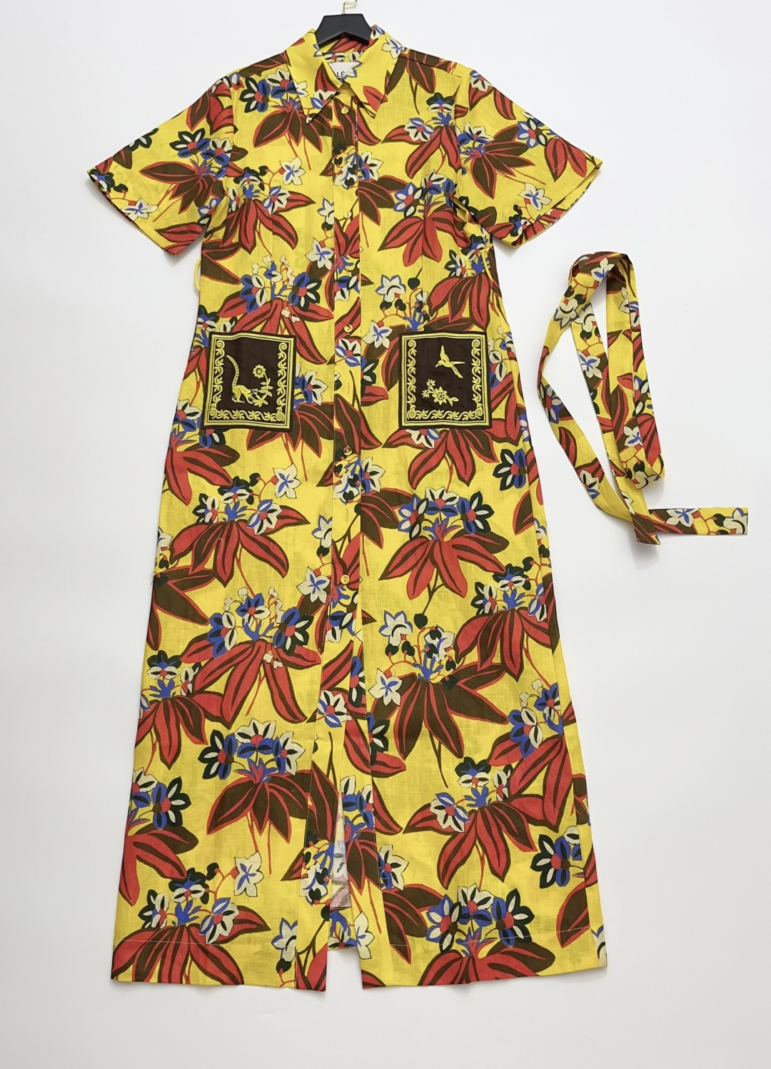 Alémais LEO Yellow Print Short Sleeve Shirt Dress