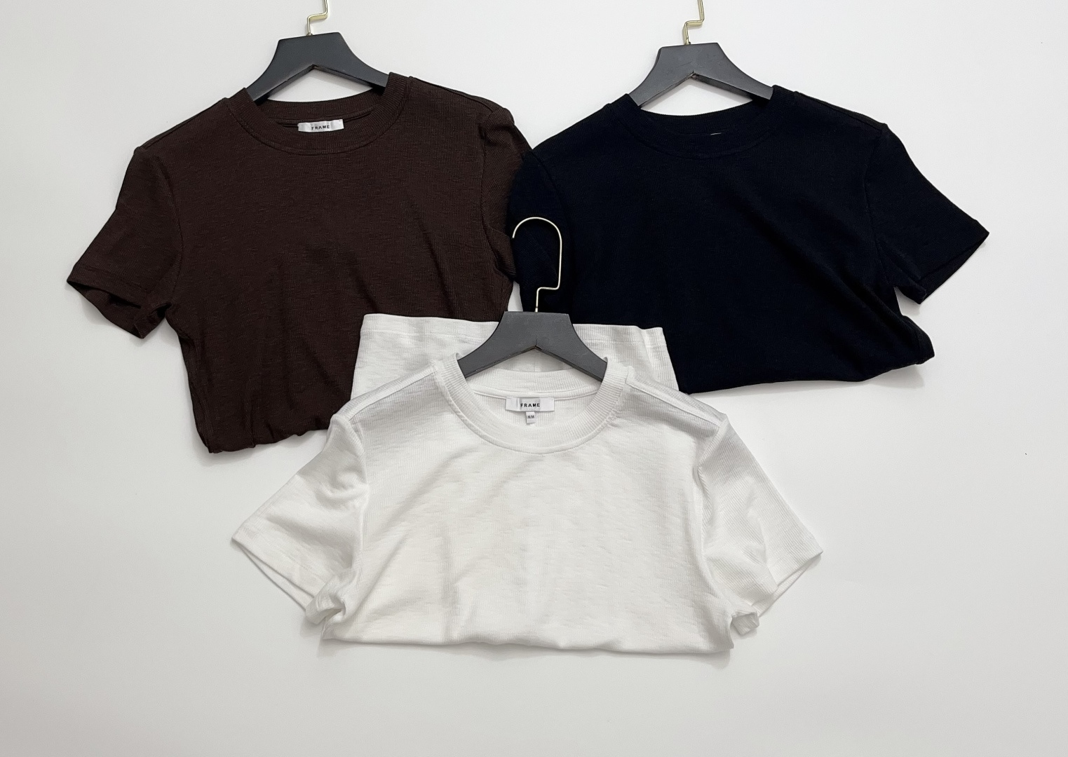 Frame Solid Simple Versatile Slim-Fit Short Sleeve T-Shirt