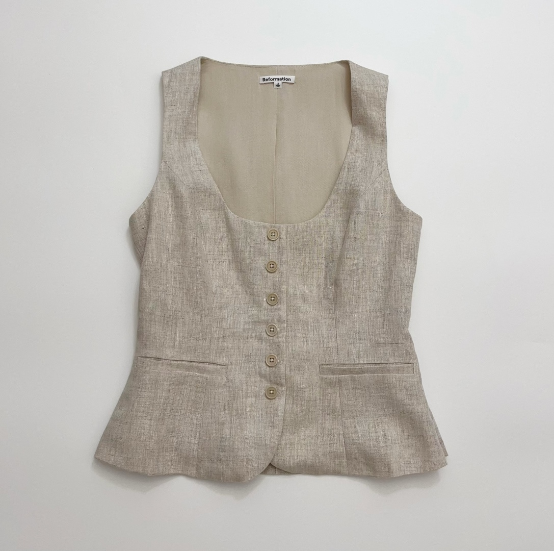 Reformation Square Neck Cinched Waist Sleeveless Vest Top