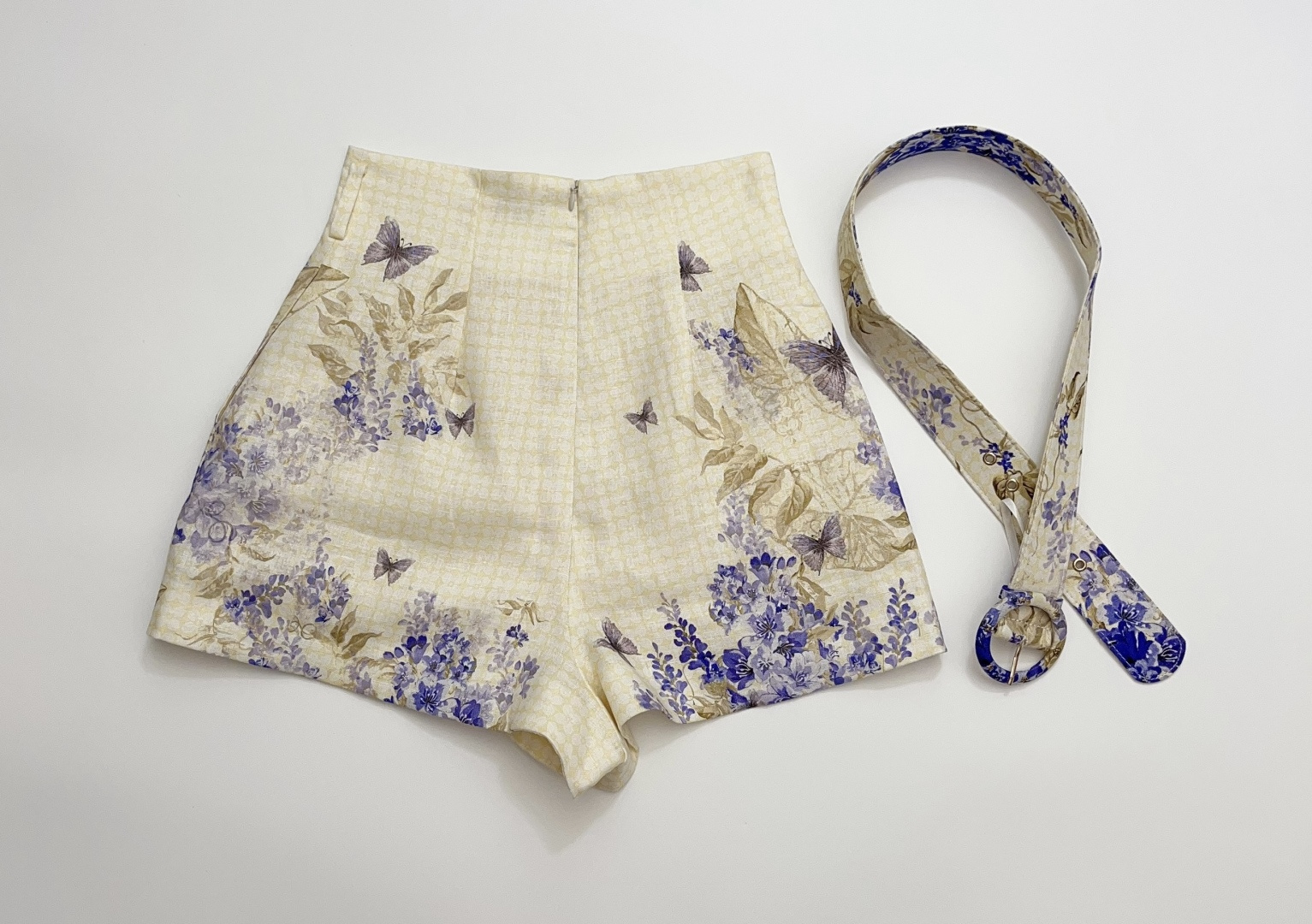 Butterfly Plaid High-Waist Shorts