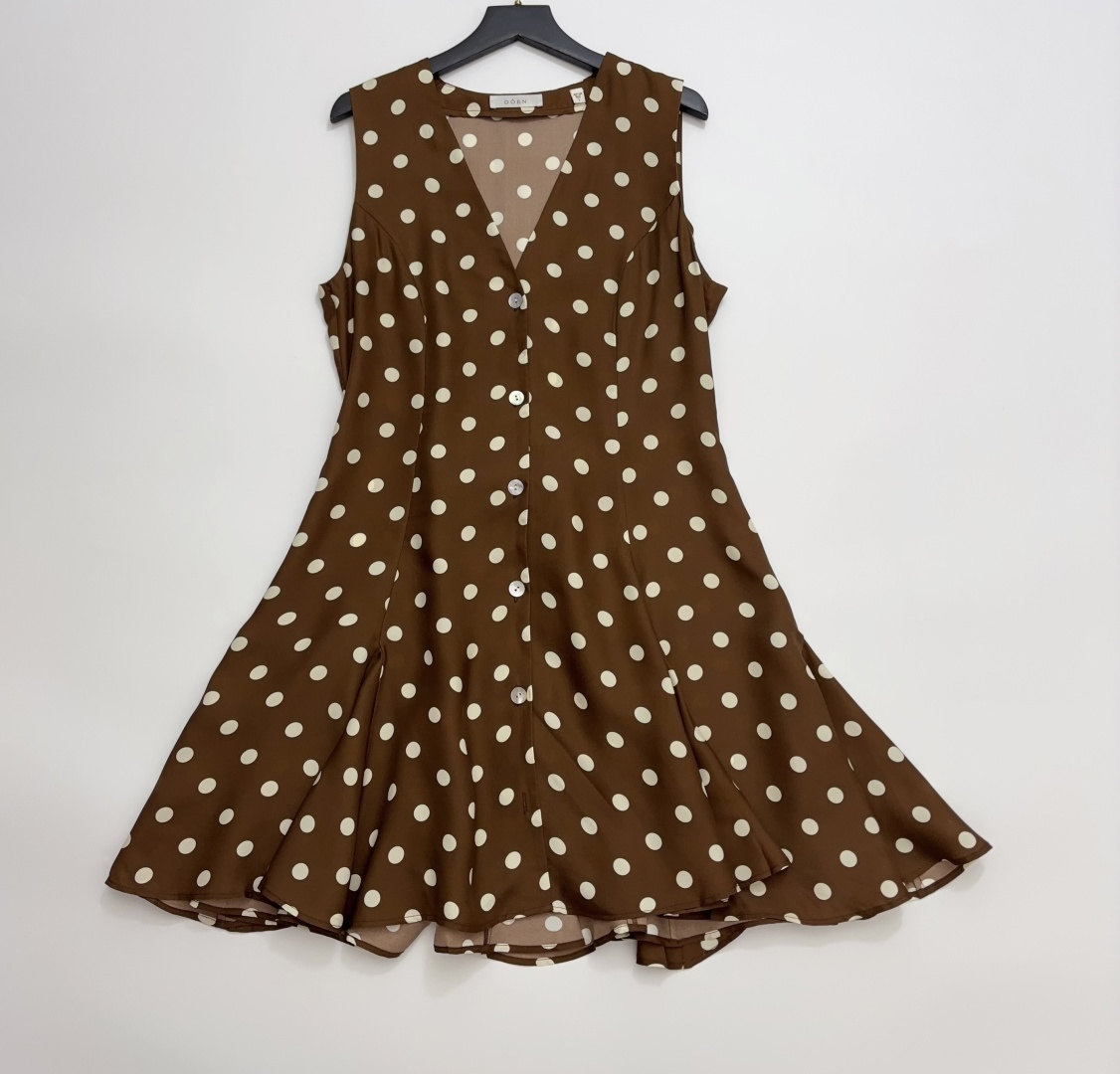 Dôen MELINA Silk Polka Dot Babydoll Mini Dress