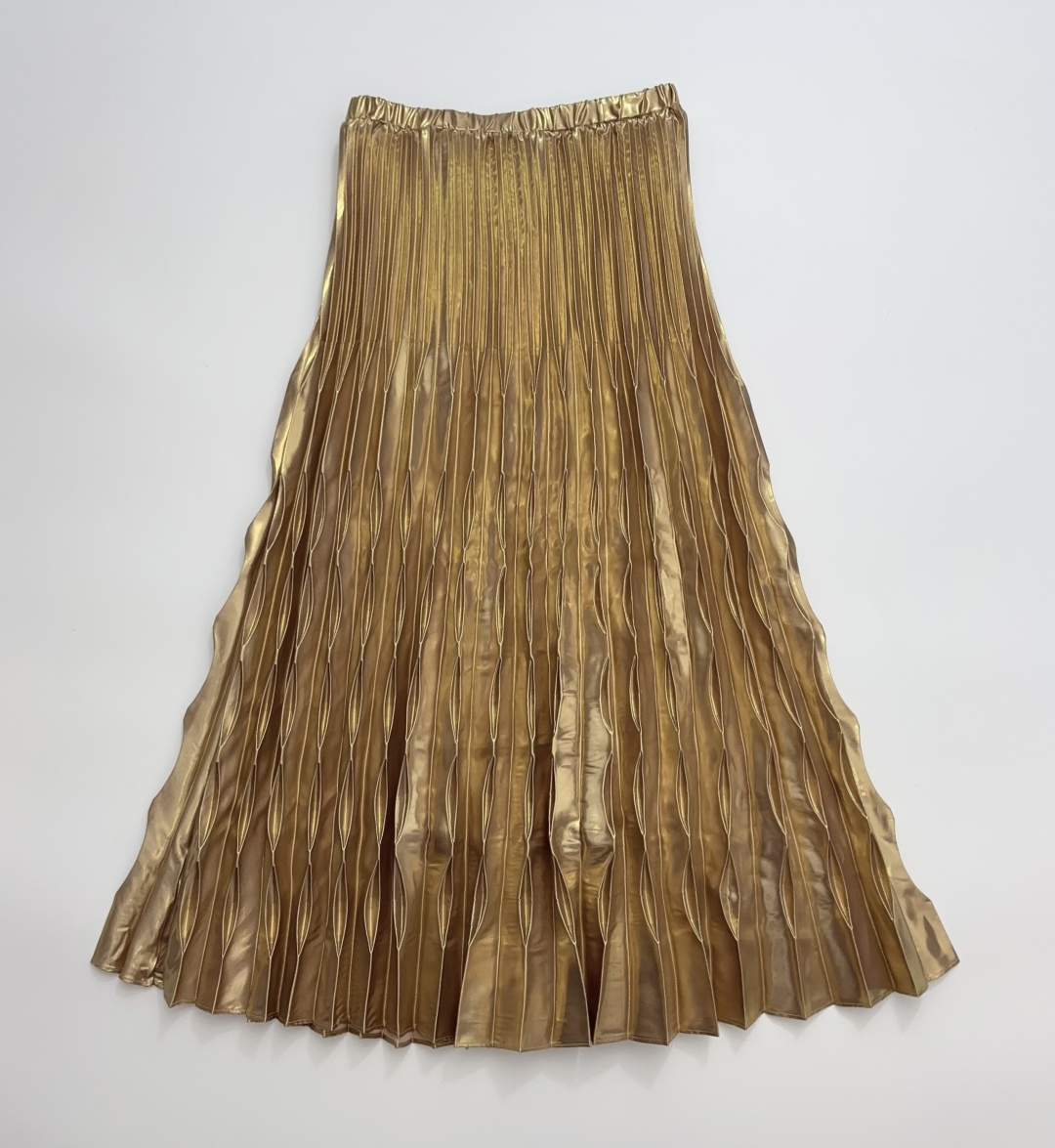 ICEDUST Glossy Pleated A-Line Long Skirt