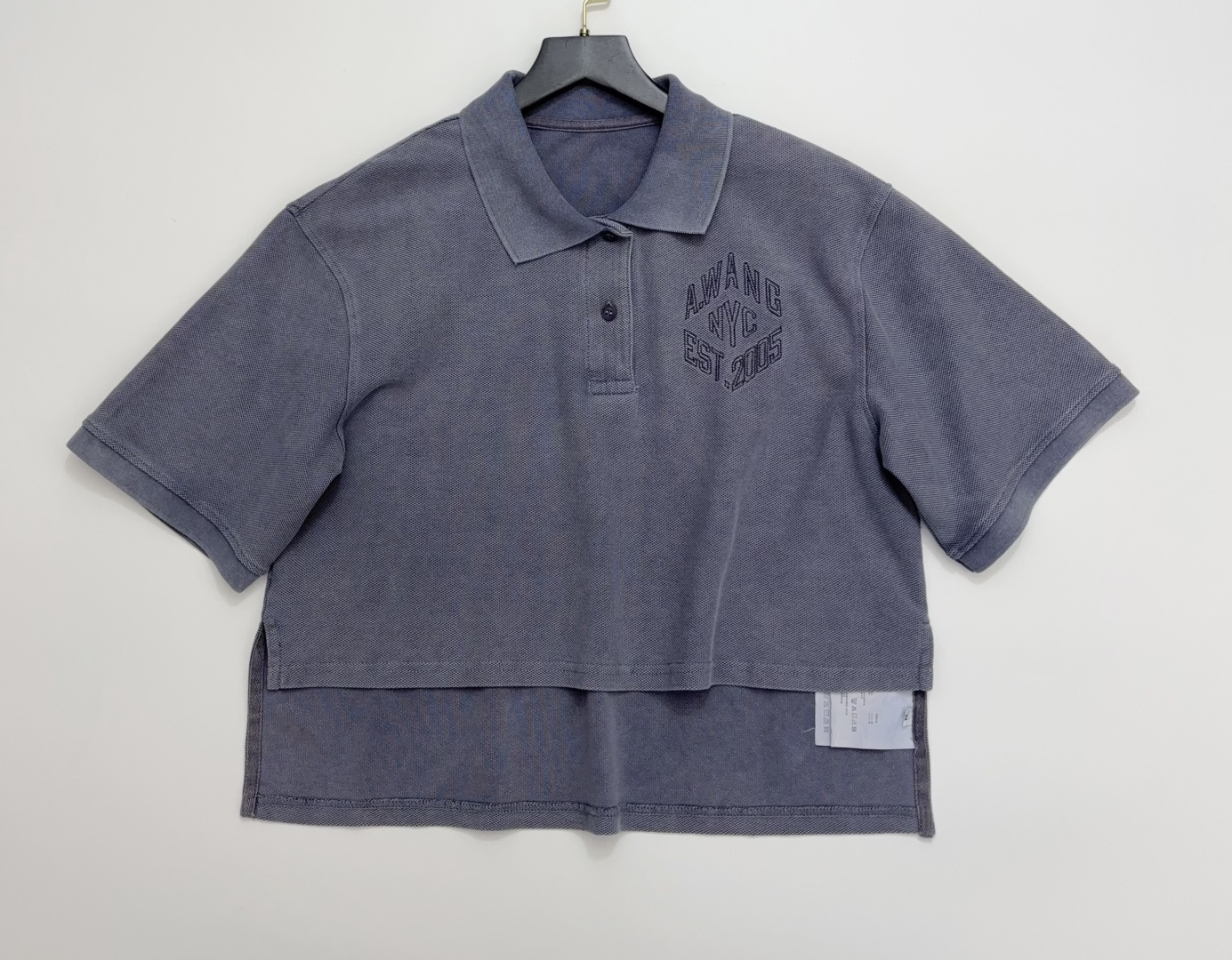 Alexander Wang 2026 Spring/Summer Button Logo Lapel Short Sleeve T-Shirt