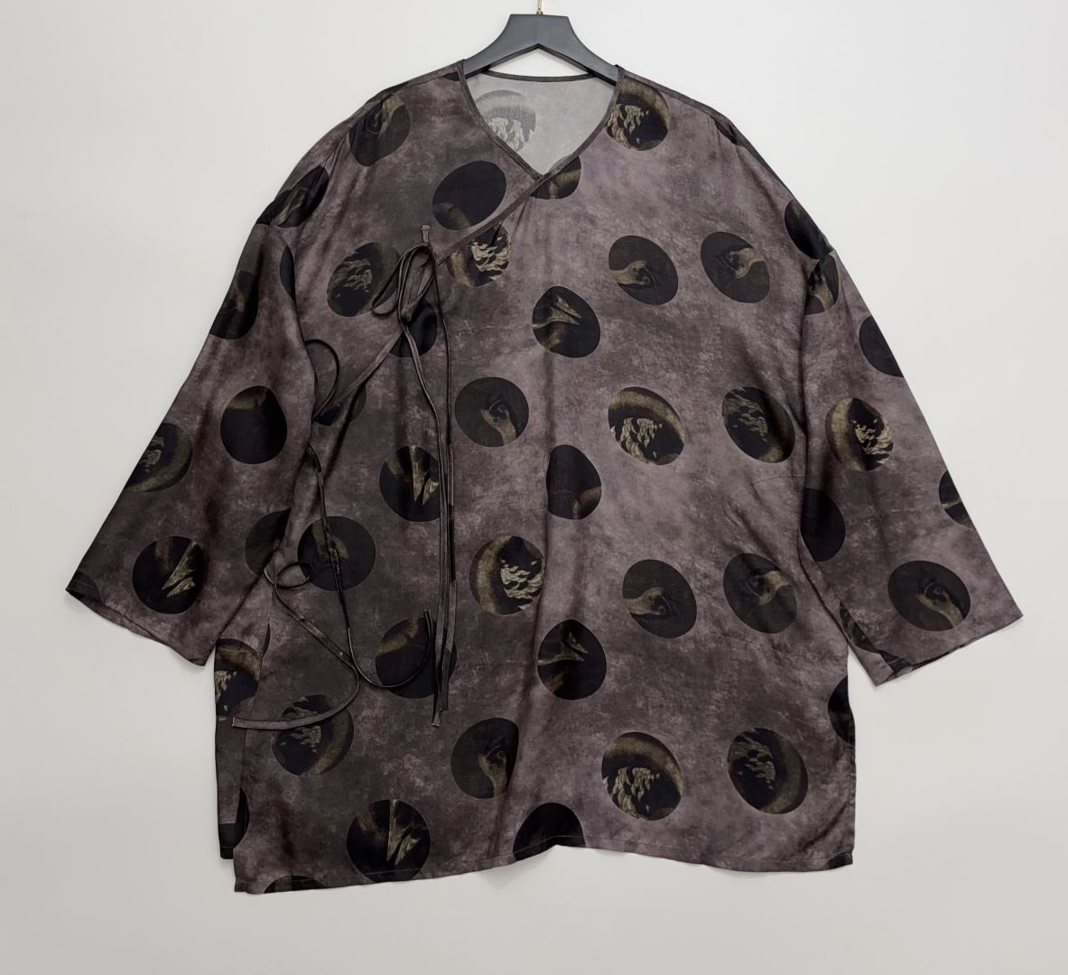 UMA Side Tie Distressed Cupro Shirt Blouse