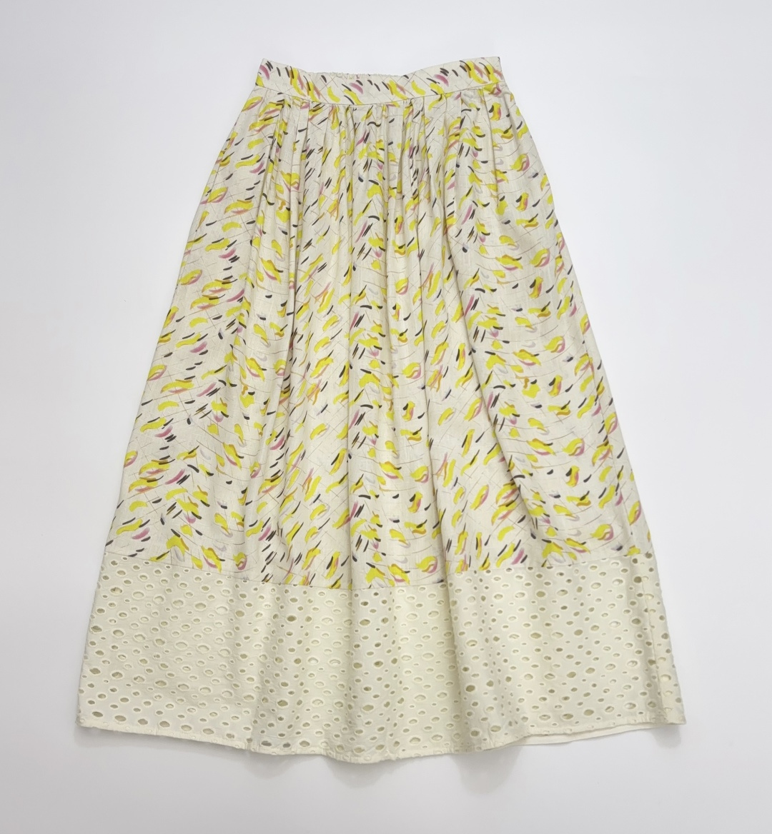 Marni Women's Polka Dot A-Line Midi Skirt with Hollow-Out Hem