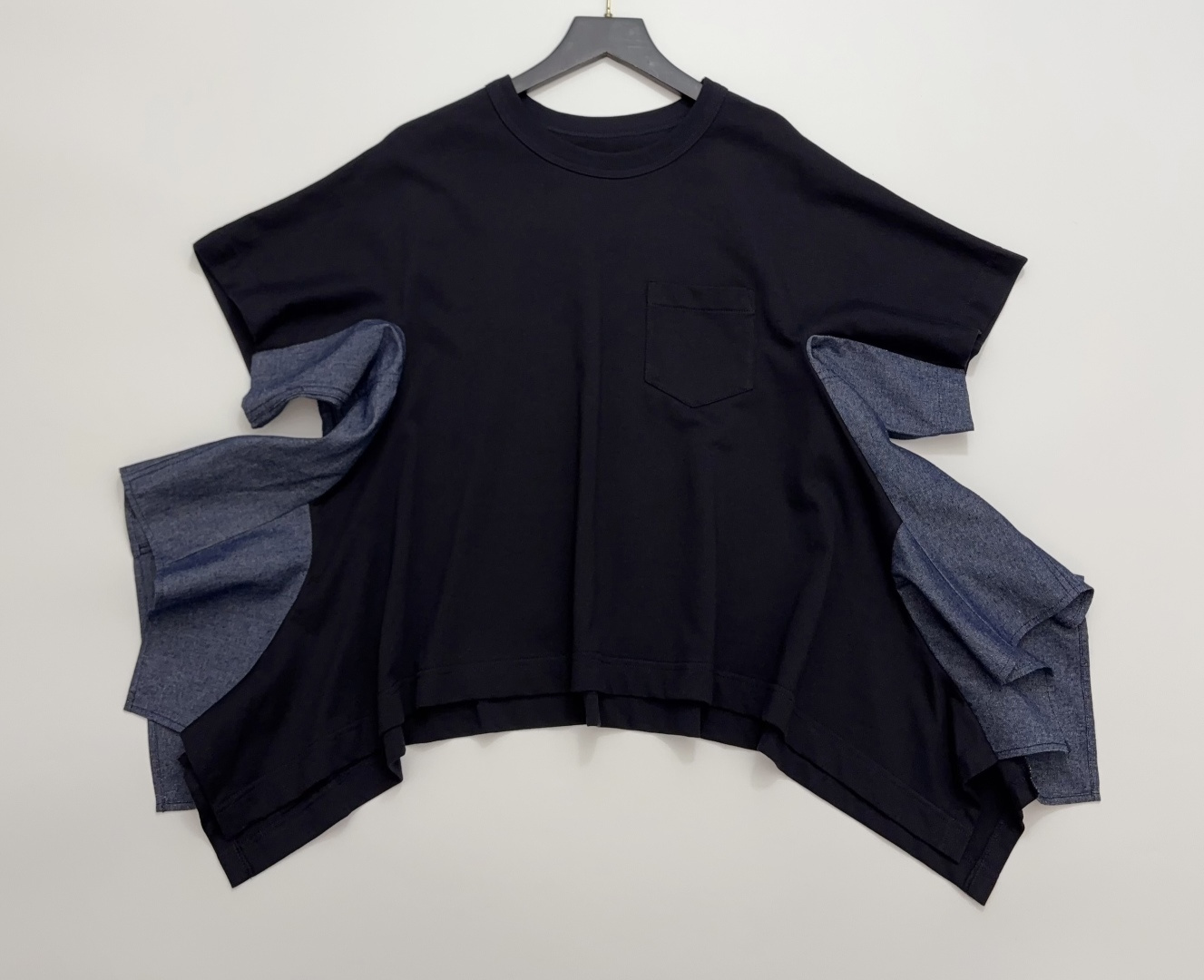 Sacai Patchwork Asymmetrical Faux Two-Piece Casual T-Shirt