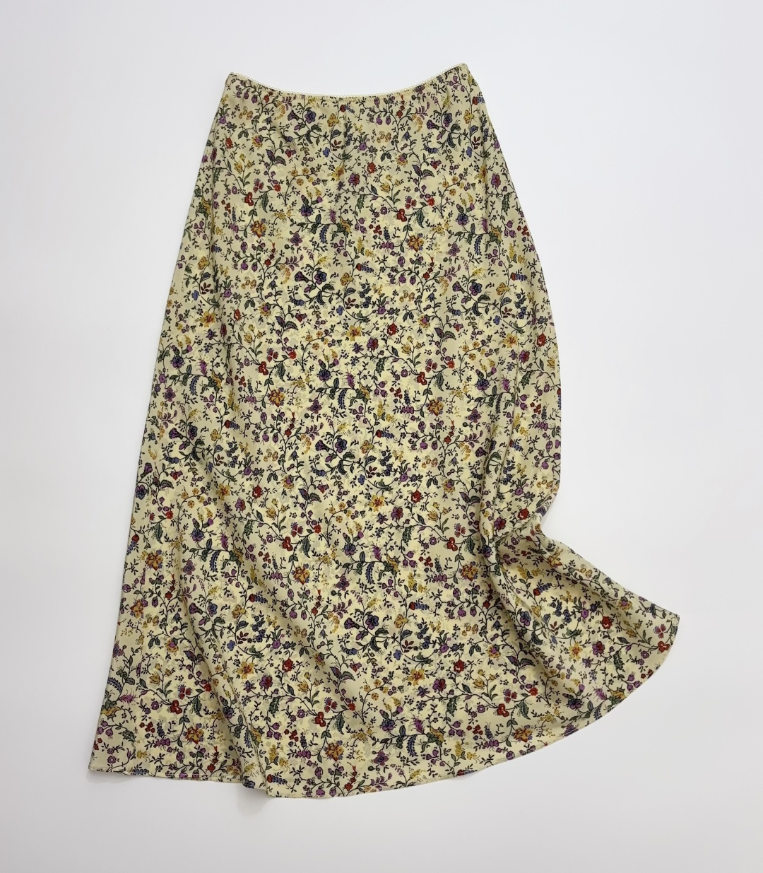 Floral Print Elastic Waist Silk Stretch Skirt