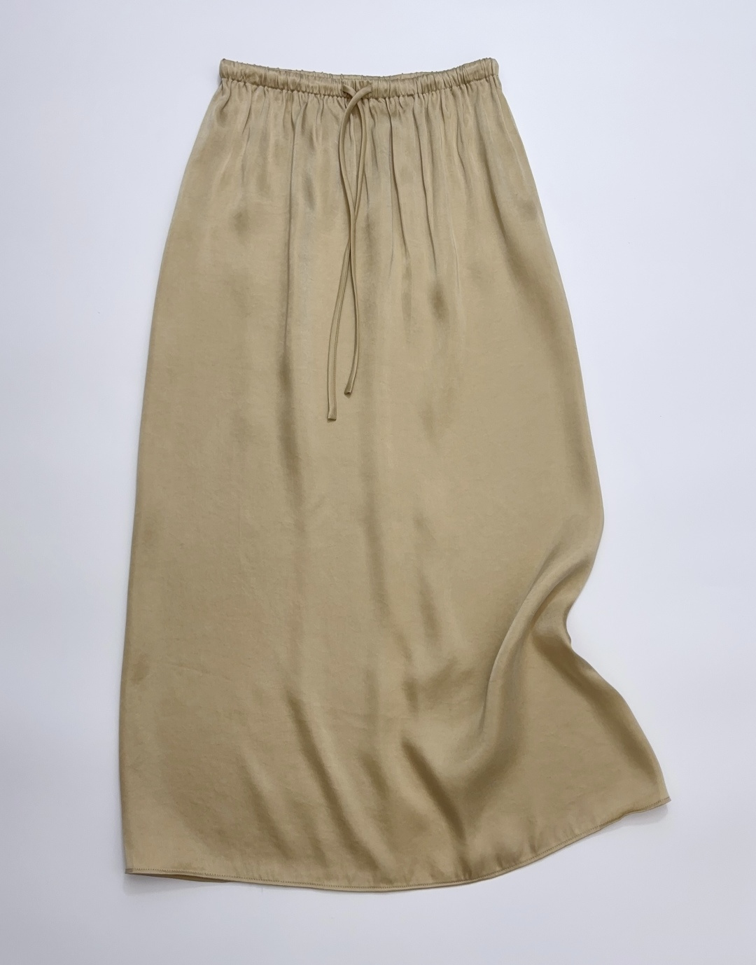 The Row Milk Tea Color Long Elastic Waist Drawstring Back Slit Tencel Skirt