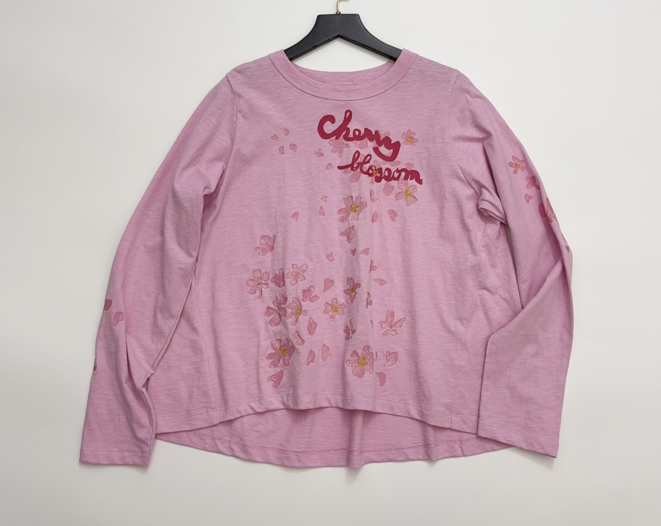 Japanese R Letter Pink Loose Long Sleeve T-Shirt