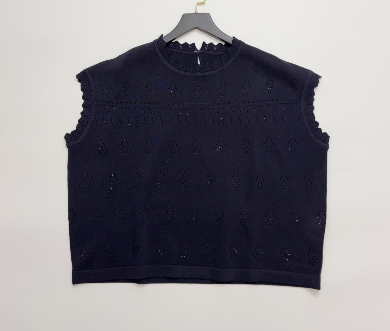 Japanese Style R-Letter Hollow Knit Pullover Top
