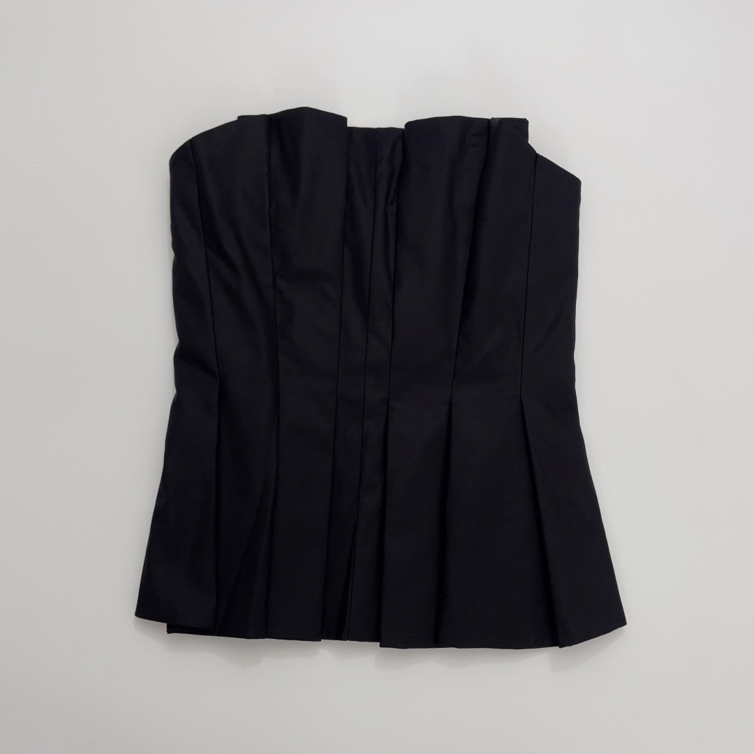 Reformation French Style Pleated Linen Bandeau Top