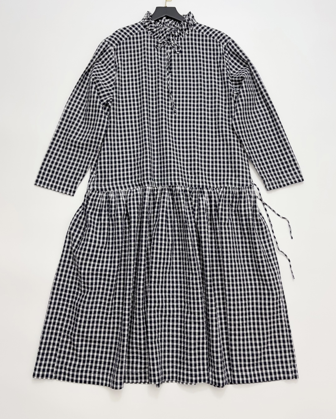 Japanese R Letter Plaid Long Sleeve Dress