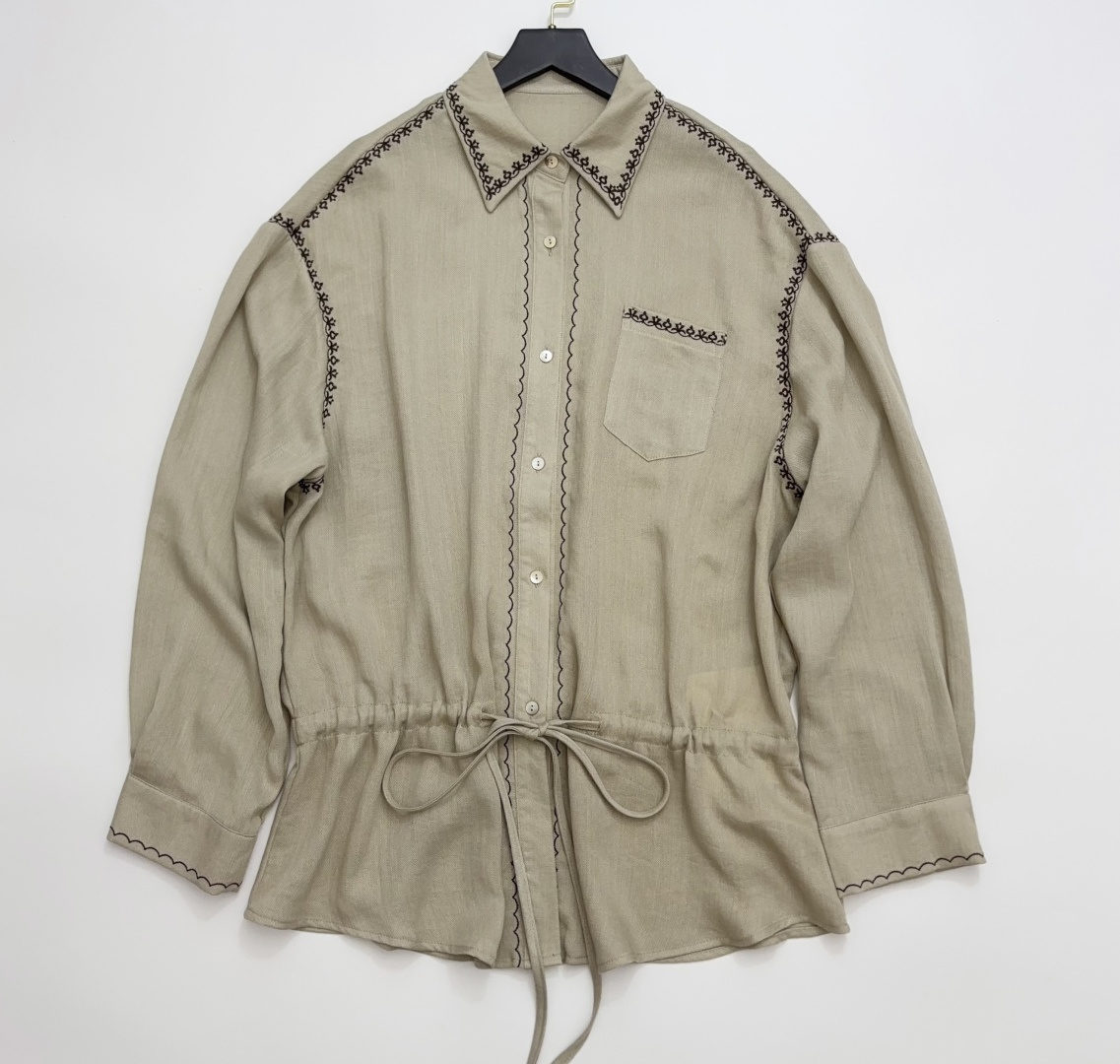 ICE DUST 26 Spring/Summer Fashion Versatile Cross-Stitch Drawstring Long-Sleeve Shirt