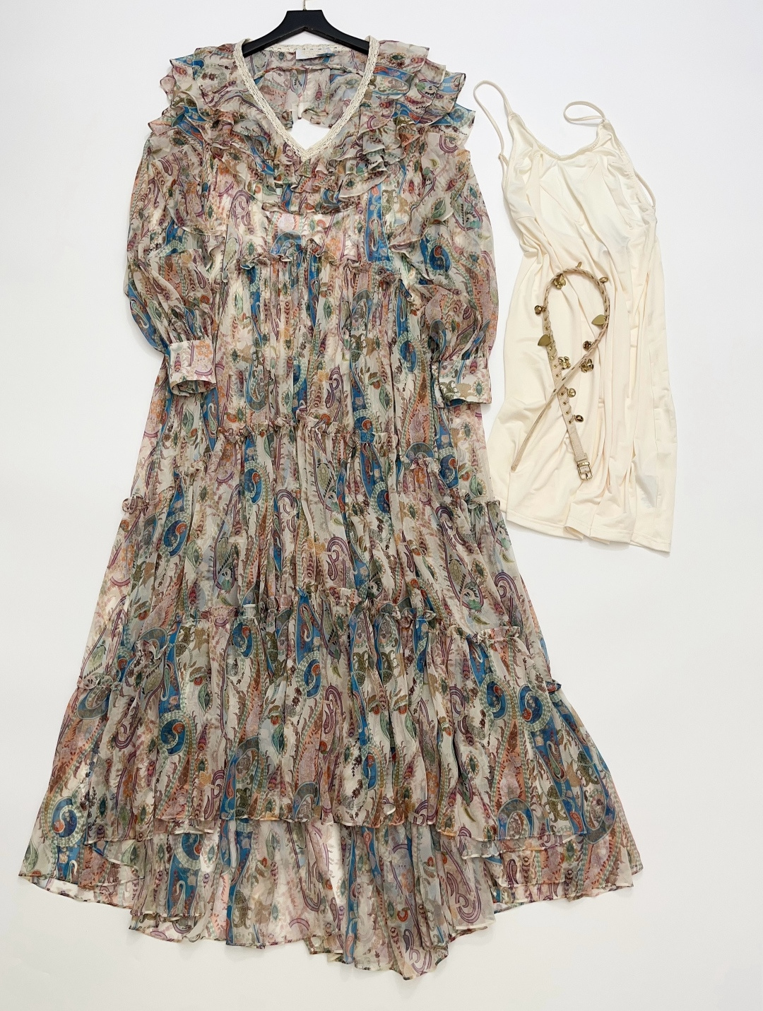Etro Ruffle Print Silk Maxi Dress