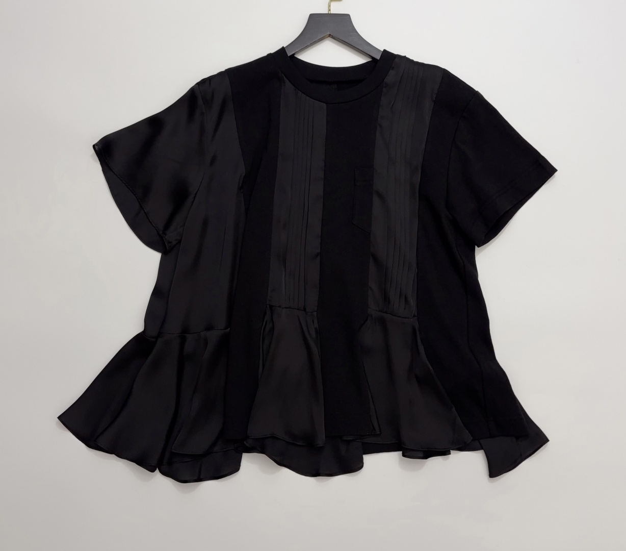 Sacai Pleated Patchwork Short Sleeve T-Shirt