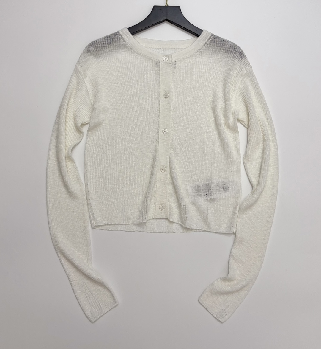 MM6 Maison Margiela Distressed Design Solid Color Simple Knit Cardigan