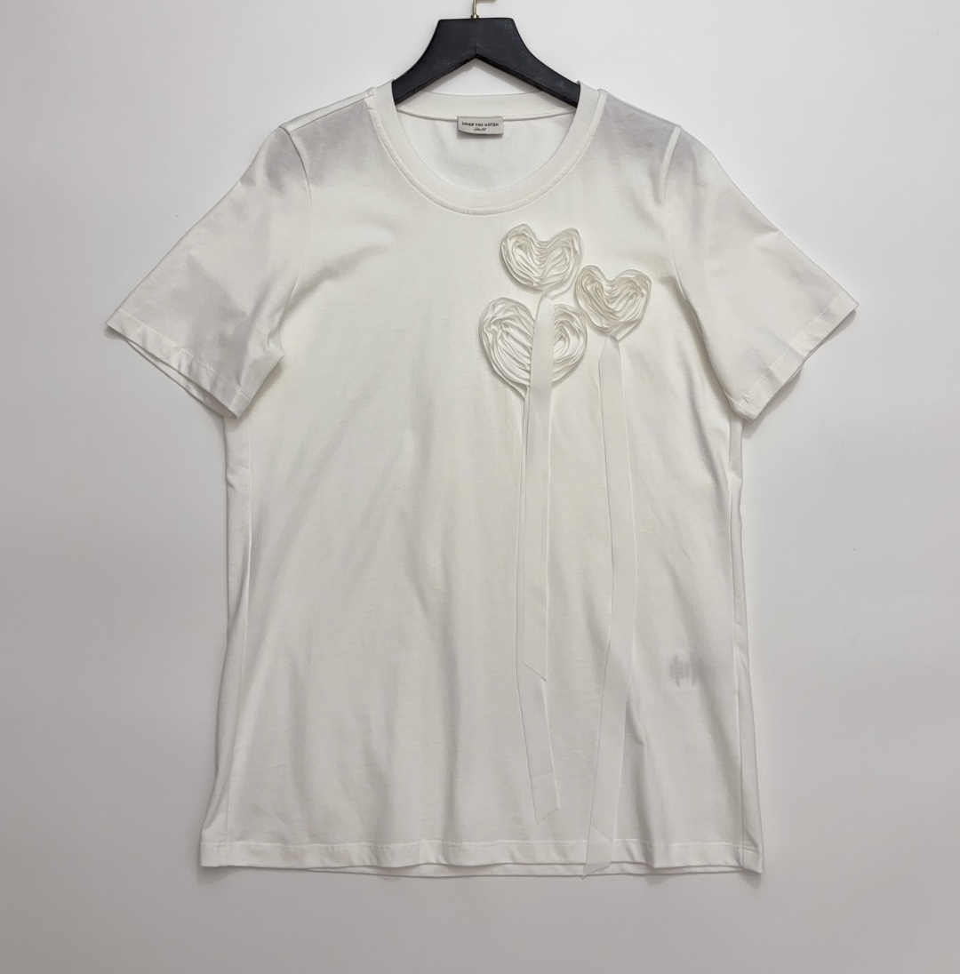 Dries Van Noten 3D Floral Round Neck Short Sleeve T-Shirt