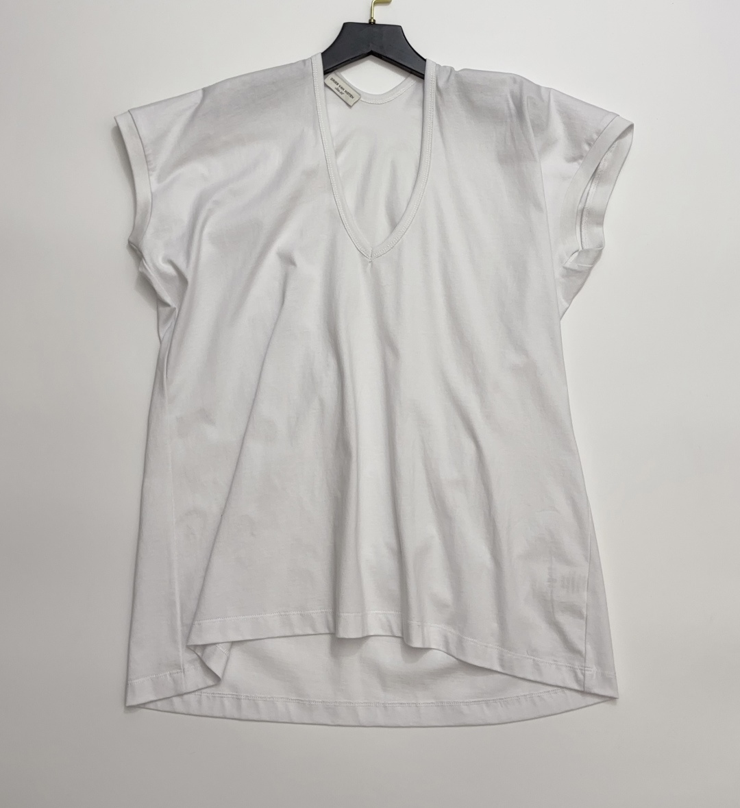 Dries Van Noten Deep V-Neck Flutter Sleeve Commuter T-Shirt