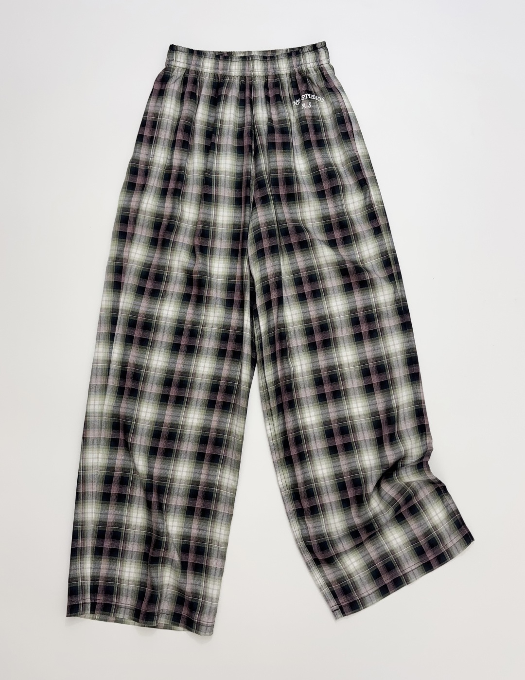Acne Studios Plaid Elastic Waist Relaxed Casual Trousers