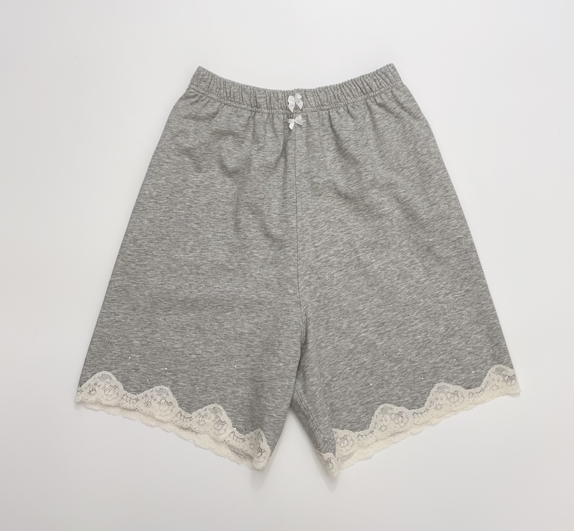 Dries Van Noten Casual Sweatpants with Lace Trim Loose Bermuda Shorts