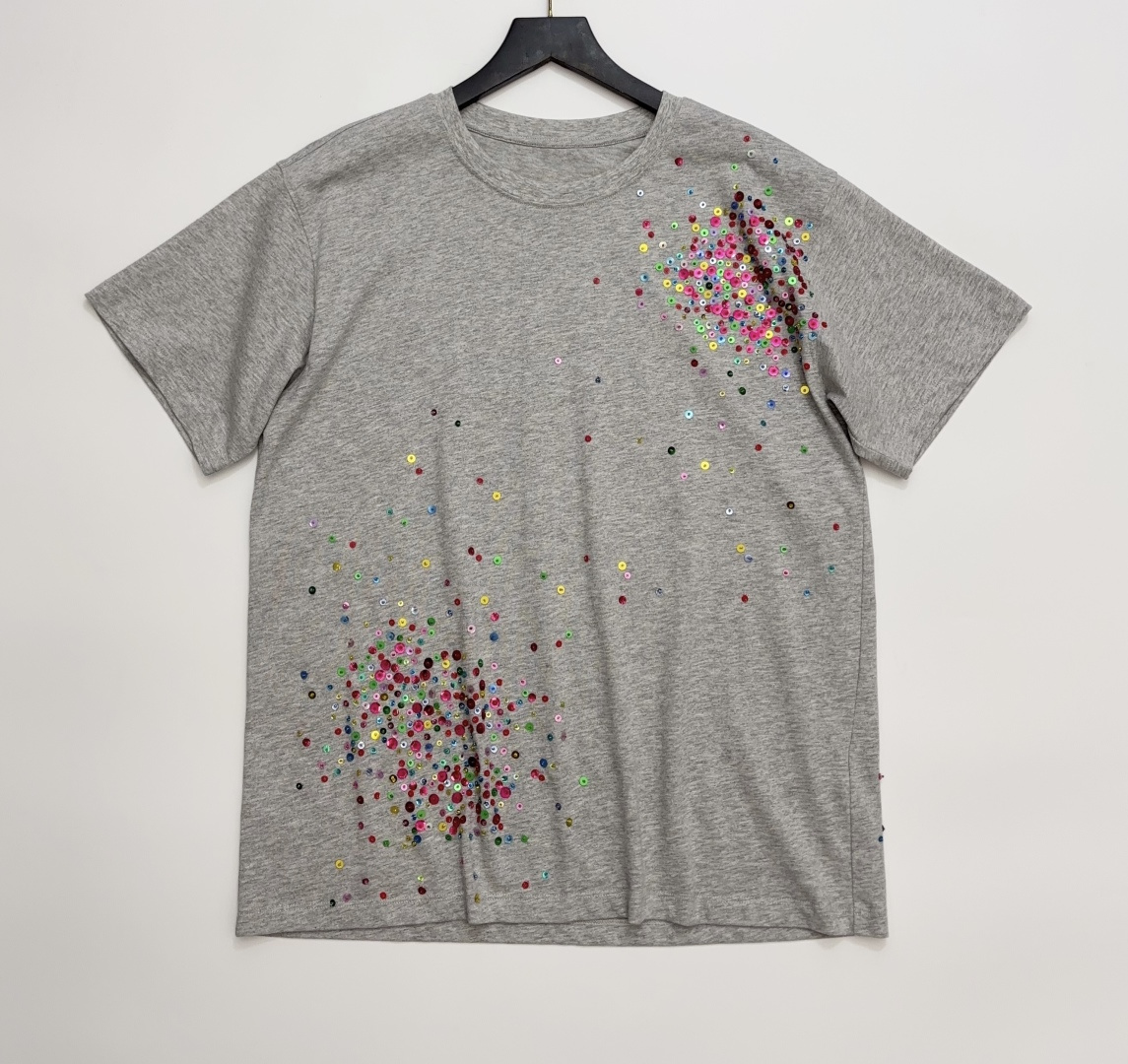 Dries Van Noten Hand-Embroidered Beaded Short-Sleeve T-Shirt