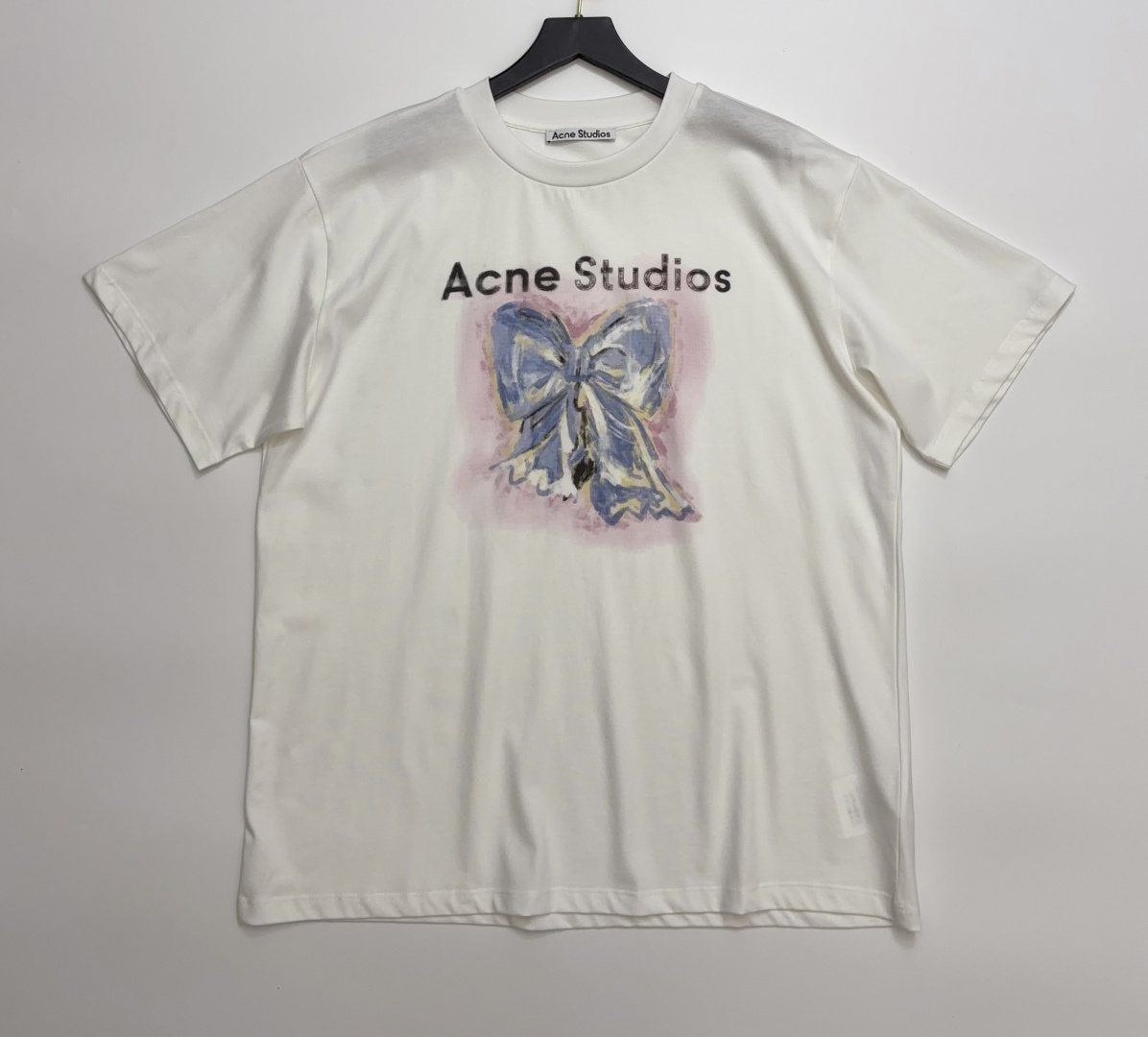 Acne Studios Graffiti Bow Round Neck Loose Short-Sleeve T-Shirt