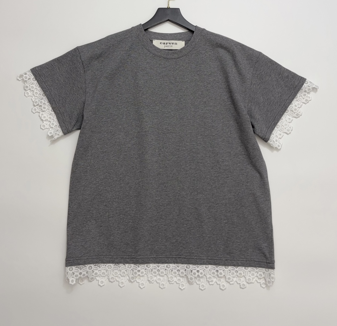 Carven Lace Patchwork Short-Sleeve T-Shirt