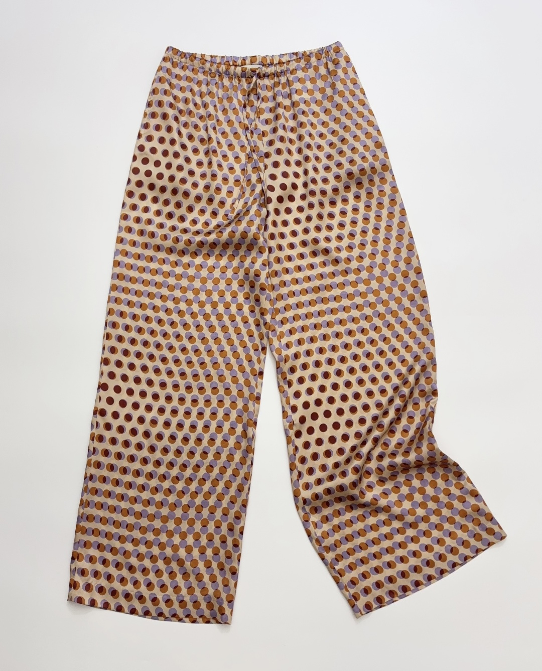 Dries Van Noten Color Block Polka Dot Elastic Waist Casual Pants