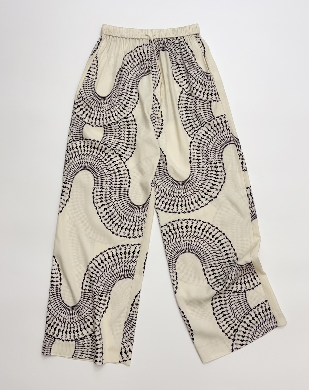 Vintage Wave Print High Waist Loose Wide Leg Pants