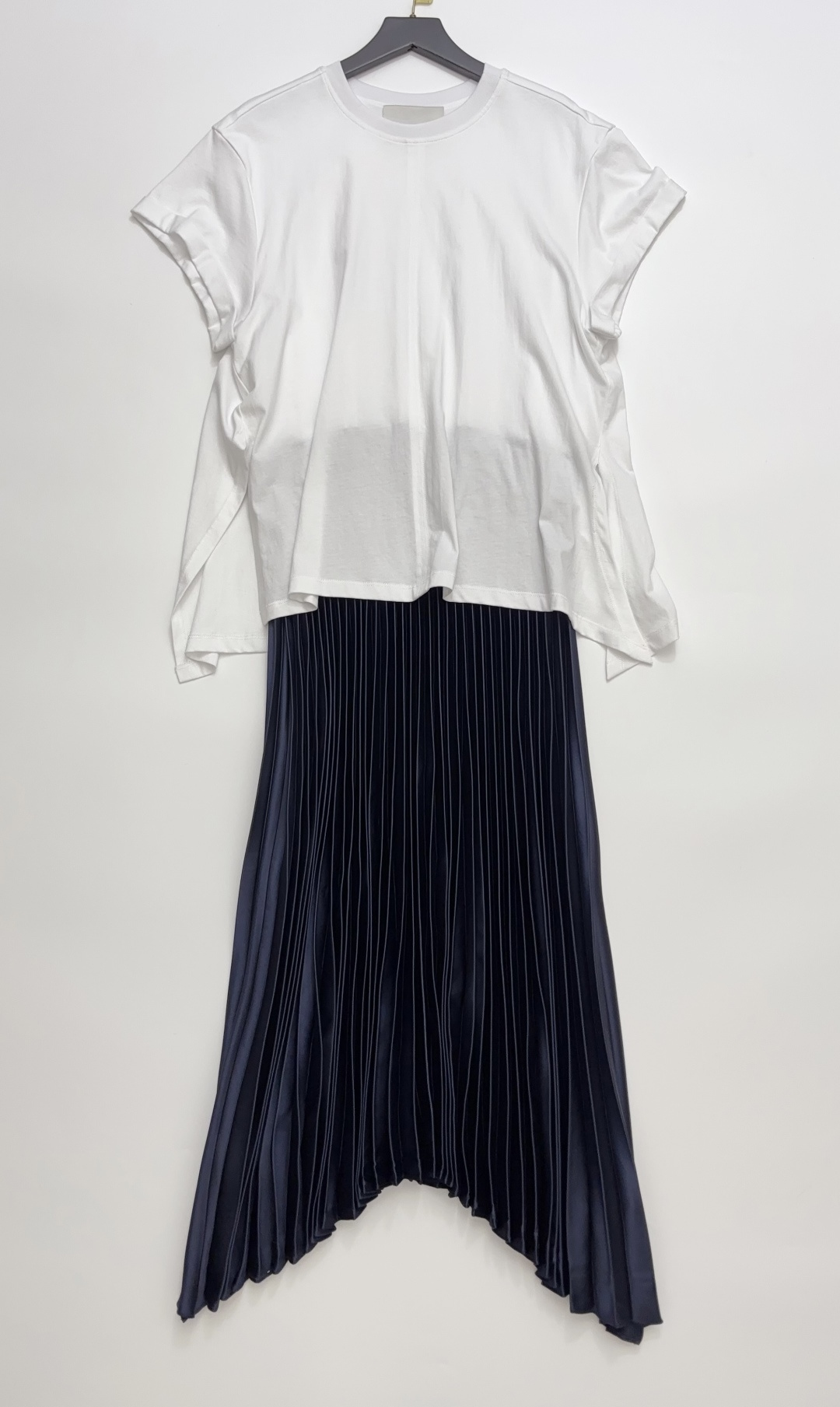 3.1 Phillip Lim Short-Sleeve T-Shirt with Pleated Skirt Dress