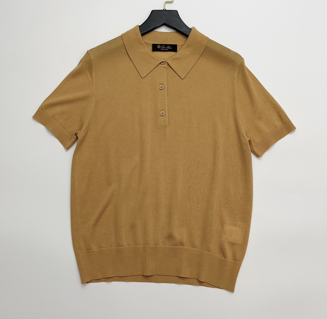 Loro Piana Short-Sleeve Polo Shirt Lapel Top