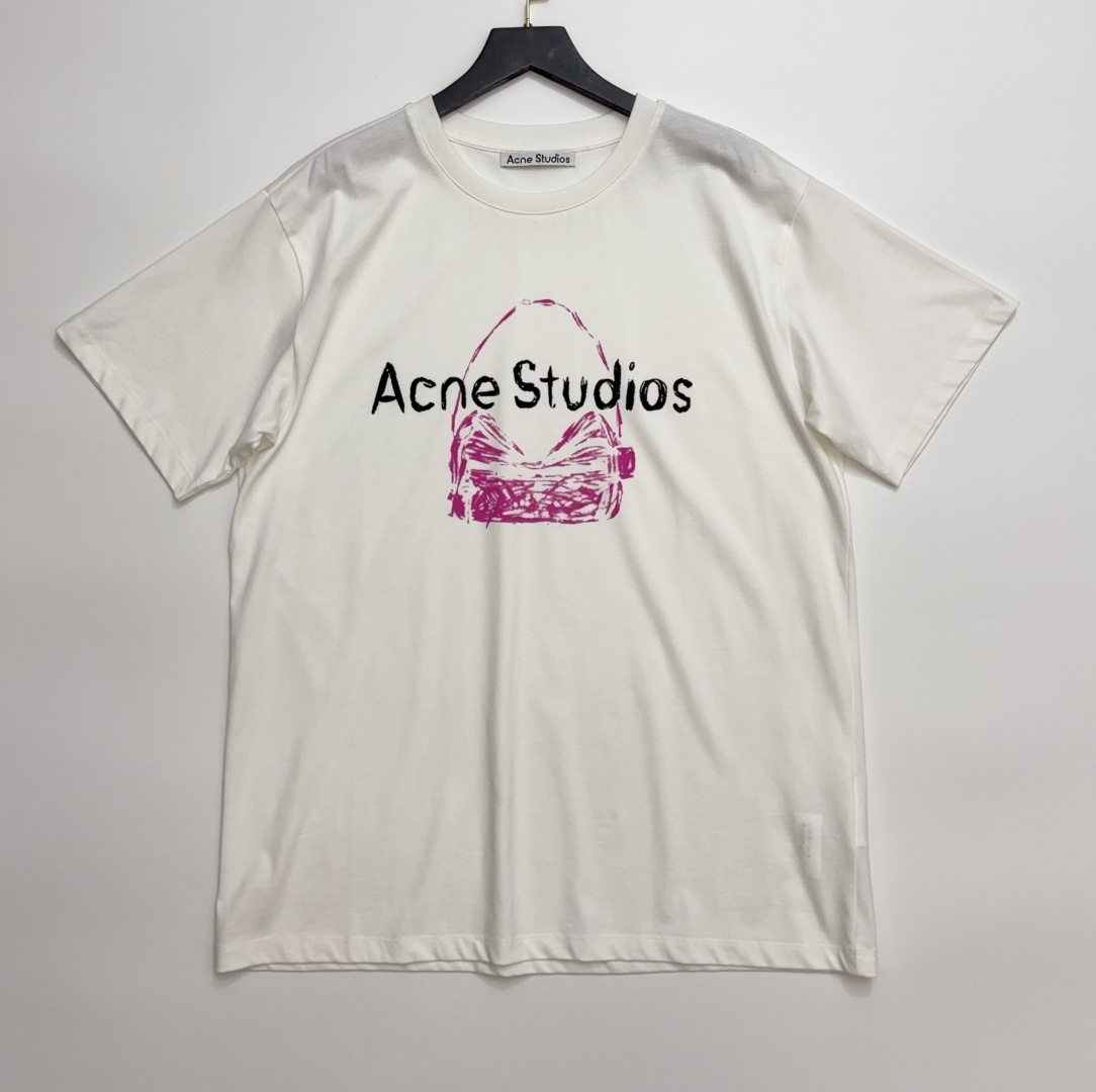 Acne Studios Graffiti Tote Bag Print Loose Round Neck Short-Sleeve T-Shirt