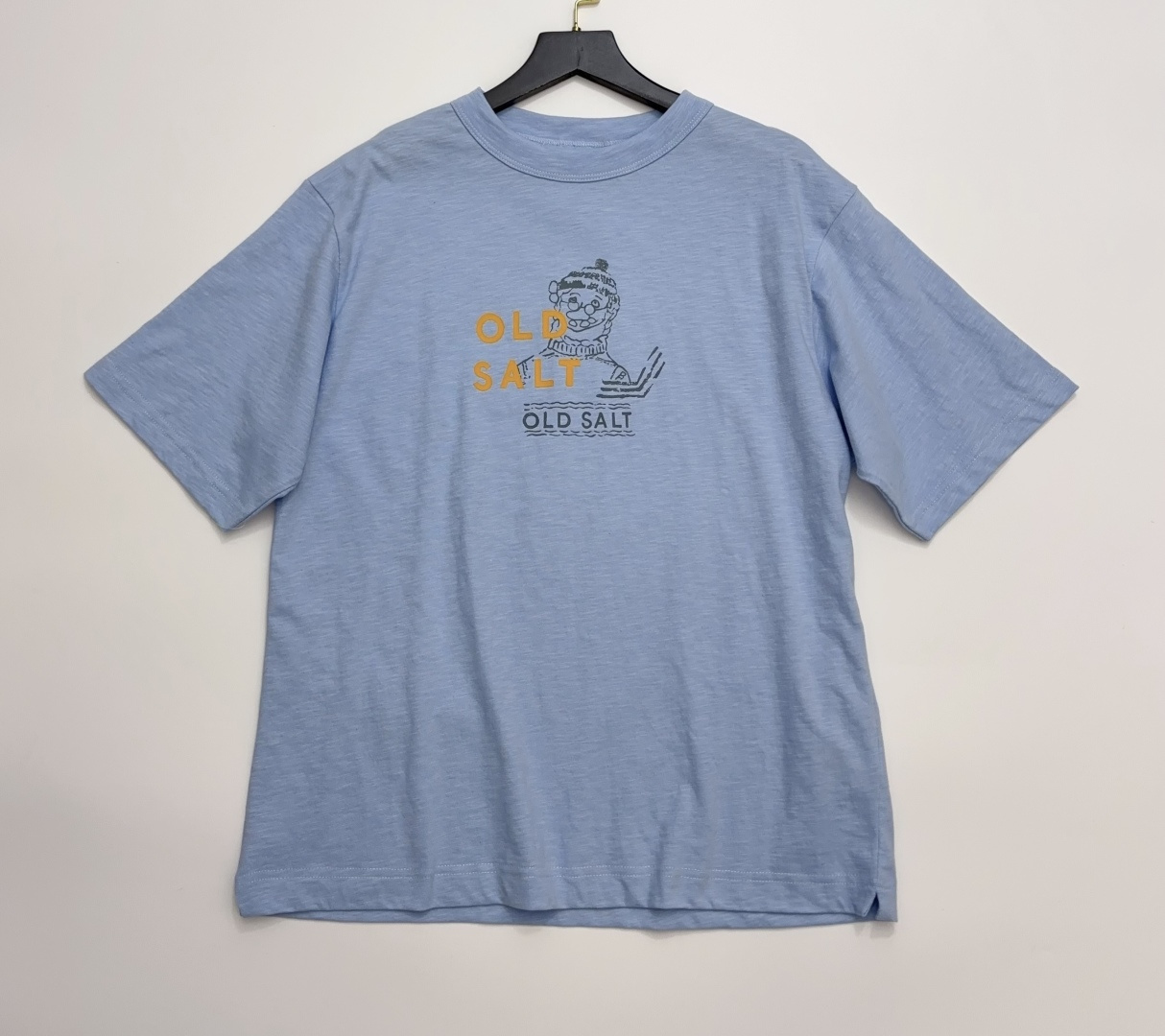 Japanese 45 Letter Cartoon Print Slub Cotton T-Shirt