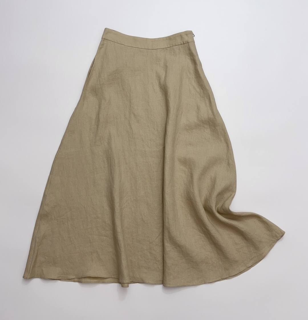 Ralph Lauren Purple Label Solid Linen High-Waist A-Line Skirt