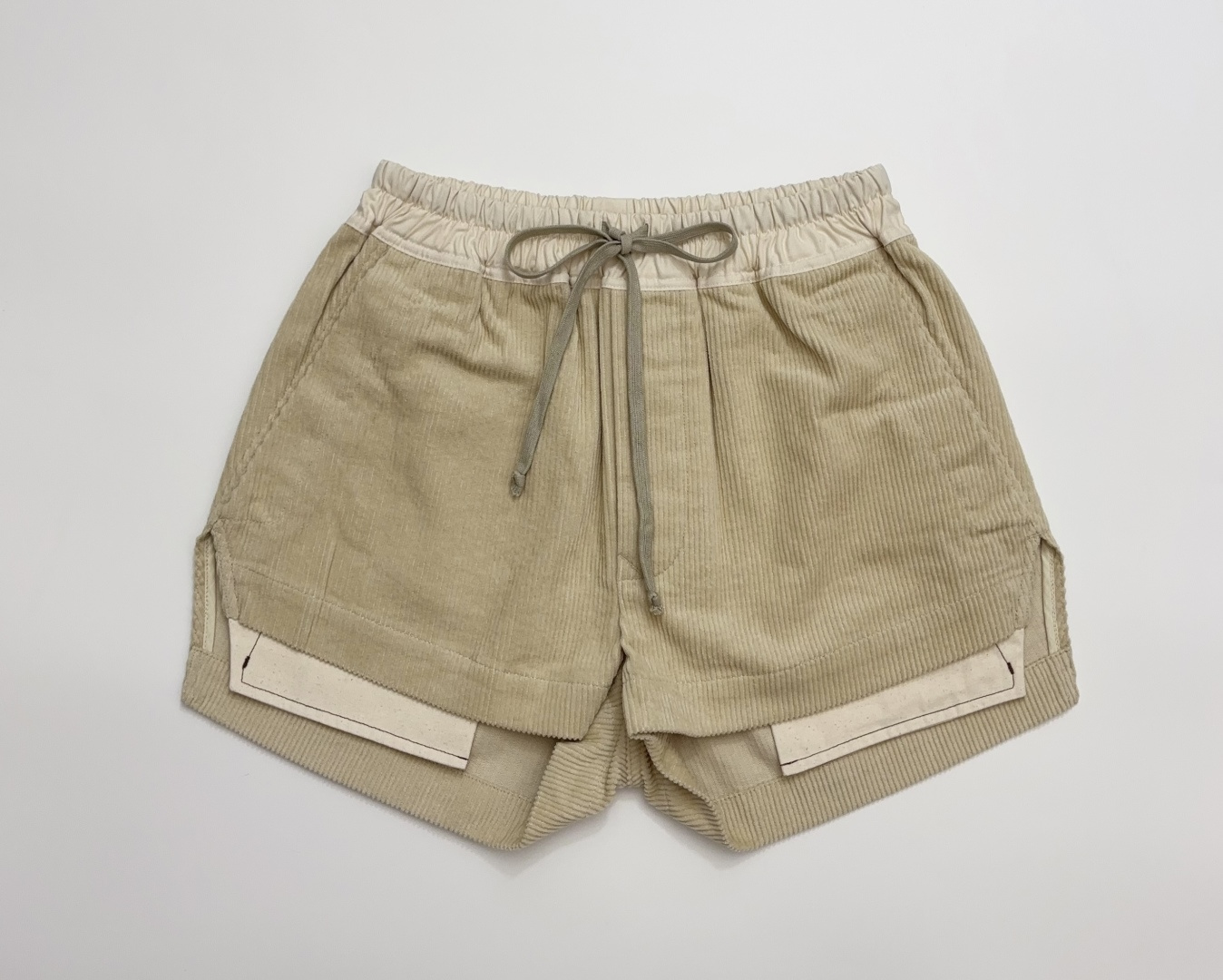 Rick Owens Corduroy Wide-Leg Drawstring Shorts with Side Slits