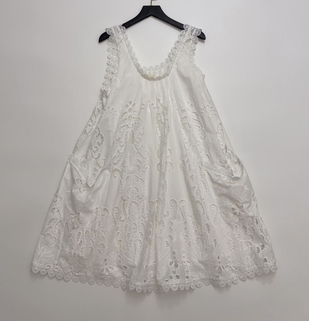 Cutout Embroidered Broderie Anglaise Sleeveless Short Dress