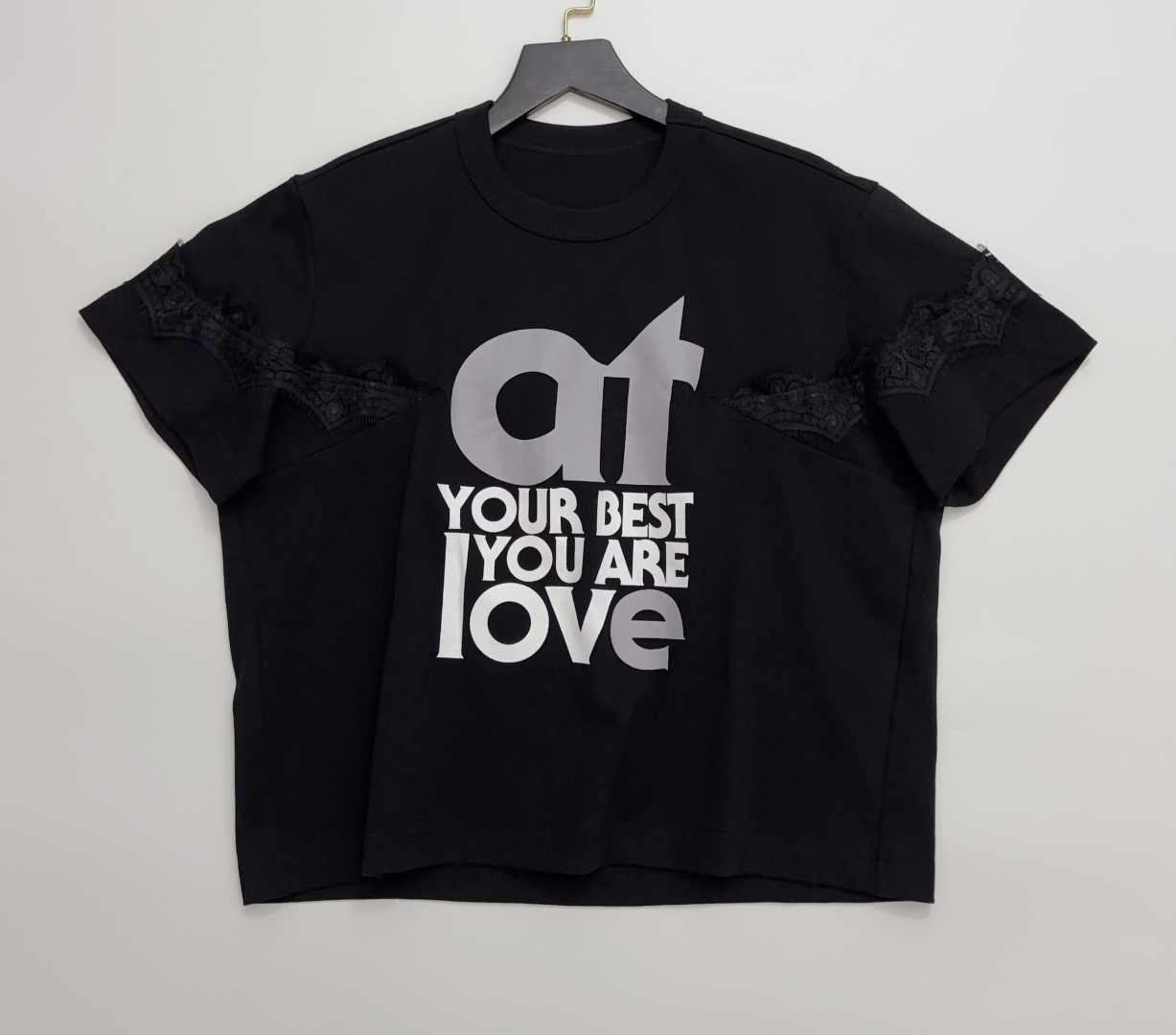 Sacai Lace Patchwork Short-Sleeve T-Shirt