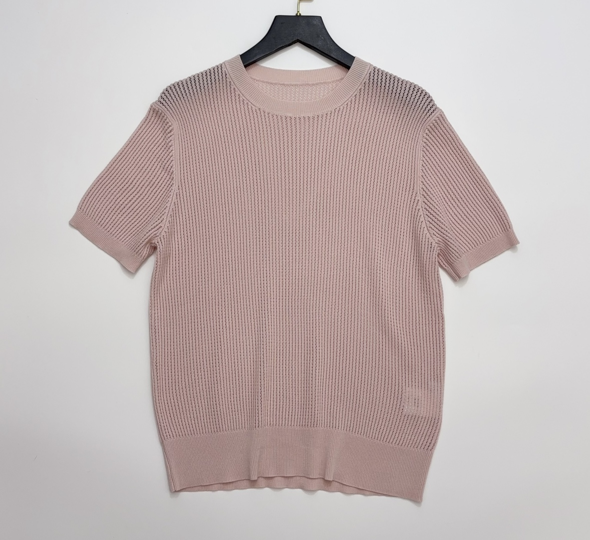 Loro Piana Silk & Cotton Blend Openwork Knit Round-Neck Short-Sleeve T-Shirt