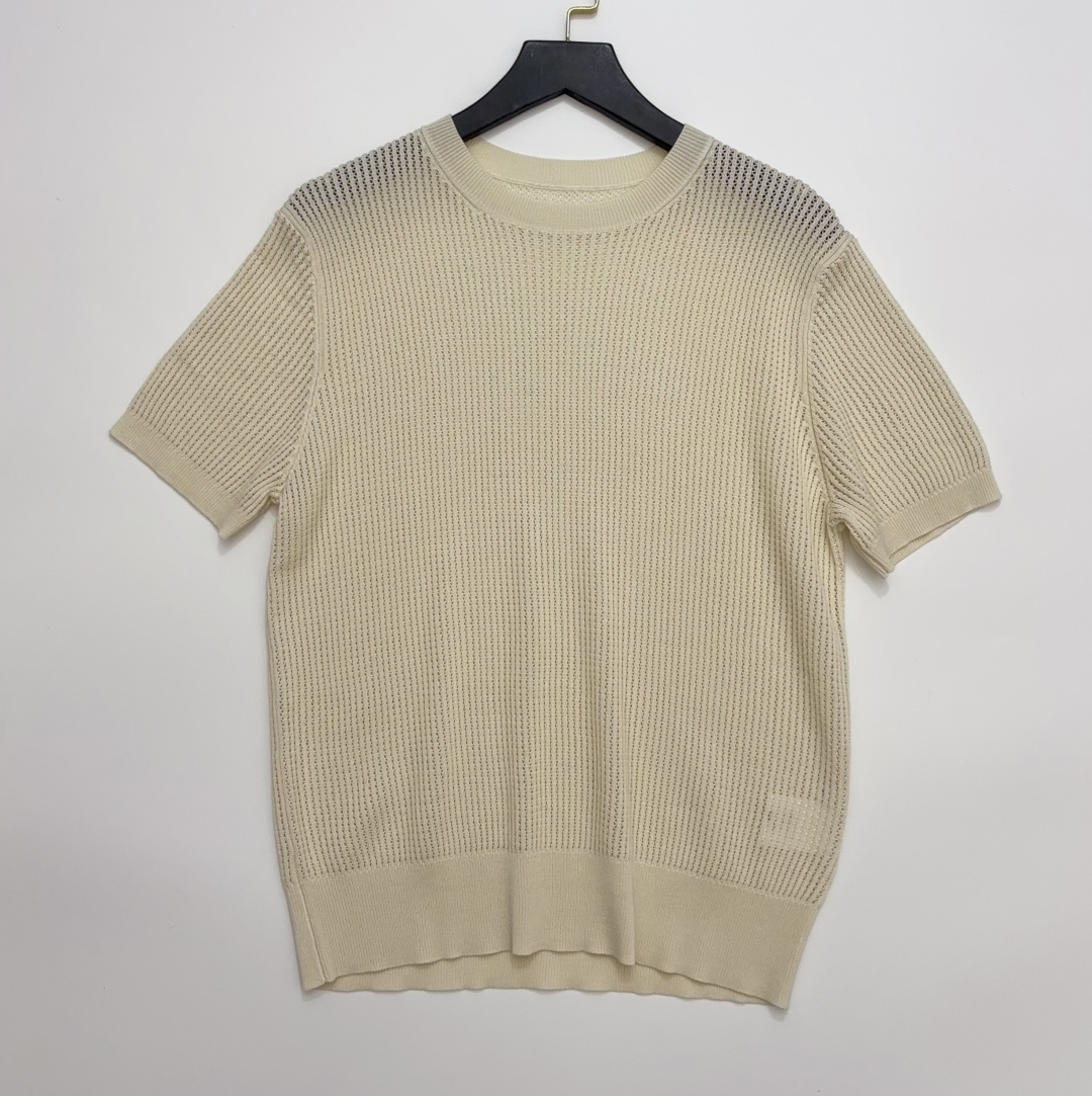 Loro Piana Silk & Cotton Blend Openwork Knit Round-Neck Short-Sleeve T-Shirt