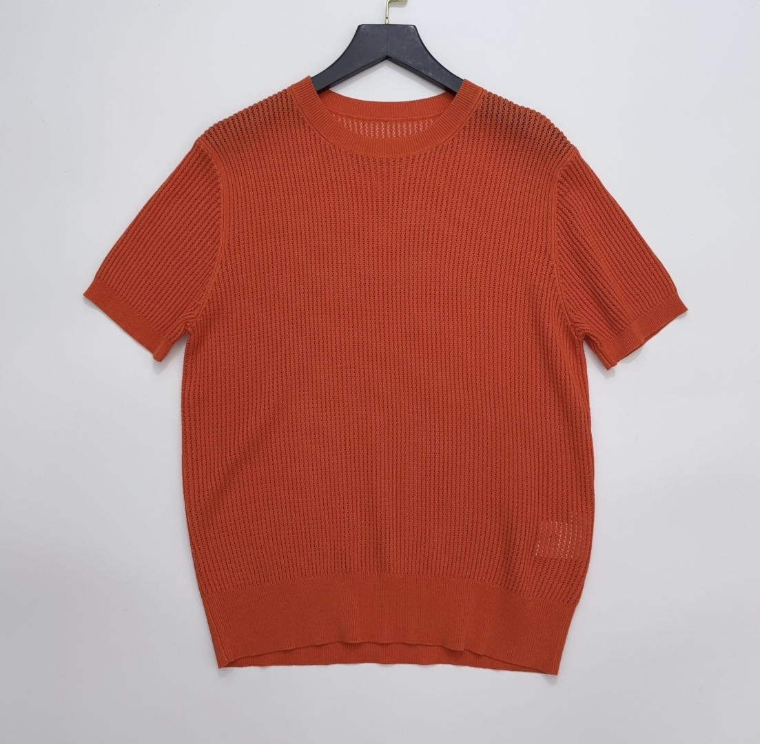 Loro Piana Silk & Cotton Blend Openwork Knit Round-Neck Short-Sleeve T-Shirt