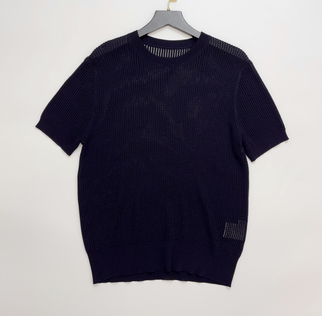Loro Piana Silk & Cotton Blend Openwork Knit Round-Neck Short-Sleeve T-Shirt