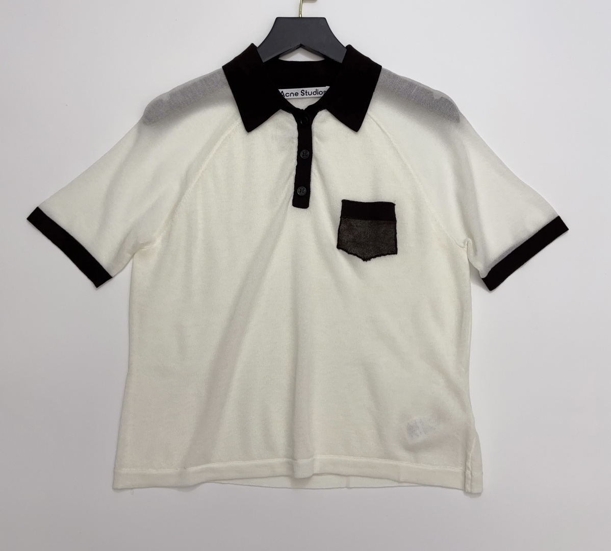 Acne Studios Color-Block Polo Knit Short Sleeve Top
