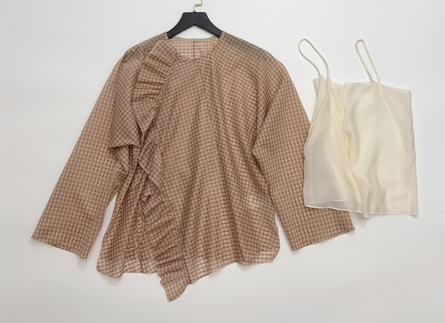 M.S.G.M. Ruffle Detail Tie-Front Loose Long Sleeve Blouse